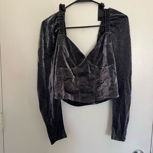 Gianni Bini Shimmering Black Crop Top